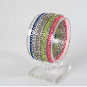 anana Republic Rainbow Multi Color Enamel Crystal Chain Link Bracelet Set 3 PCS